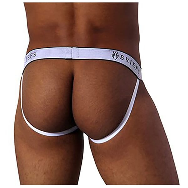 parte traseira Cueca Jockstrap Masculina Branca Zipfasteer Tamanho Unico