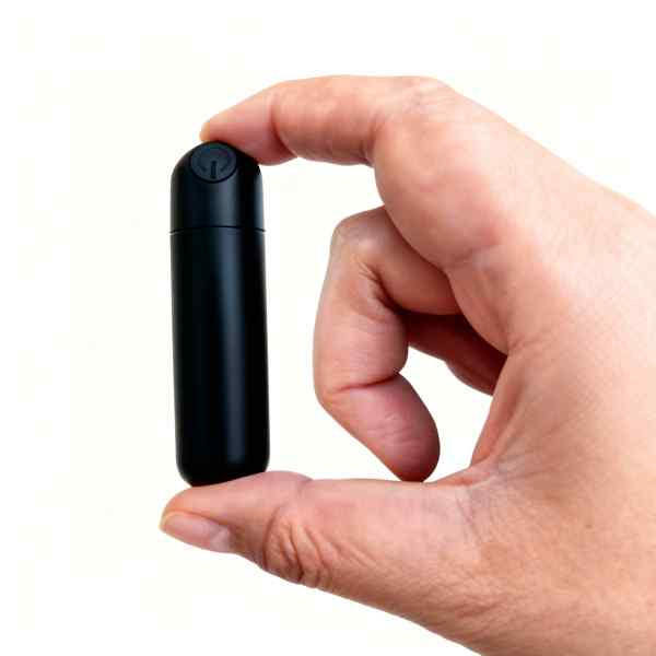 Vibrador Bullet Preto Recarregável Sem Fio 10 Vibrações Textura acetinada  Mede 7,5 x 1,8 cm