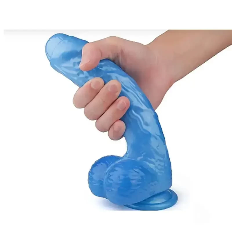 Pênis Realístico Azul Silicone Ventosa Penetráveis 16cm x 4cm