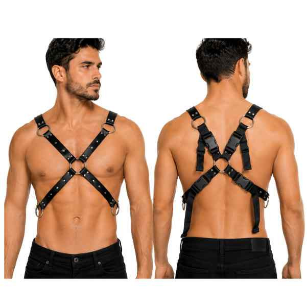 harness masculino visão de frente e costas