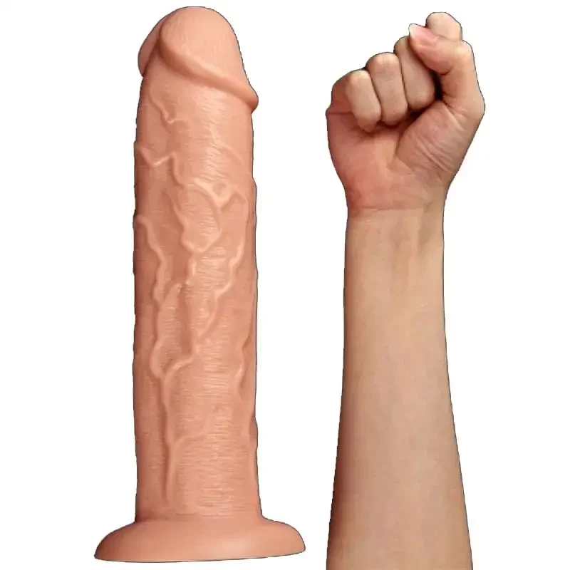 Imagem de um braço próximo de um pênis gigante com vibração