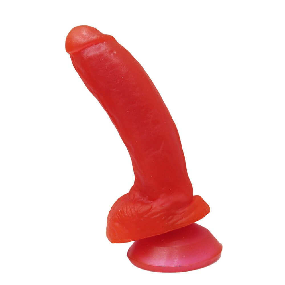 Pênis Realístico Jelly Transparente Ventosa 15x4cm Vermelho