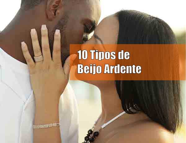 casal hétero negro se beijando com banner escrito frase 10 tipos de beijo ardente