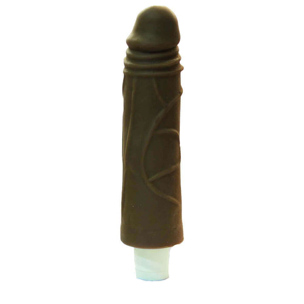 Pênis Realístico Macio Negro Com Vibração Cyberskin 16cm Penetráveis