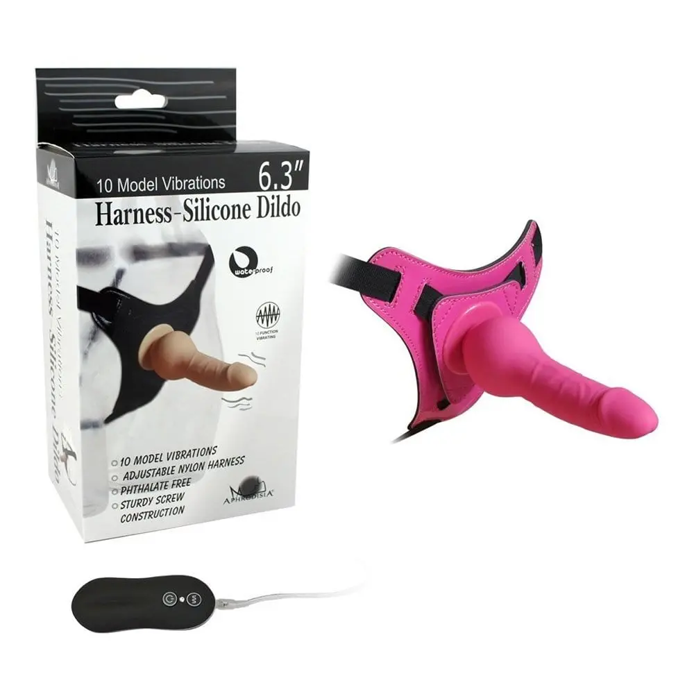 Cinta Harness Silicon Dildo Com Vibração 10 Frequências Vibratórias Prova D'Agua. Cor Pink. Mede 14cm . Perto da embalagem