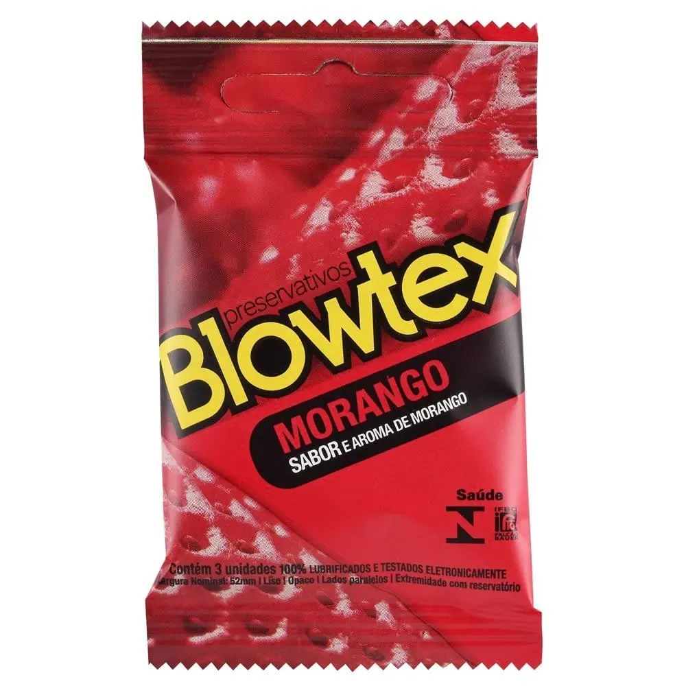 Preservativo Blowtex Sabor Morango 52mm 3 Unidades