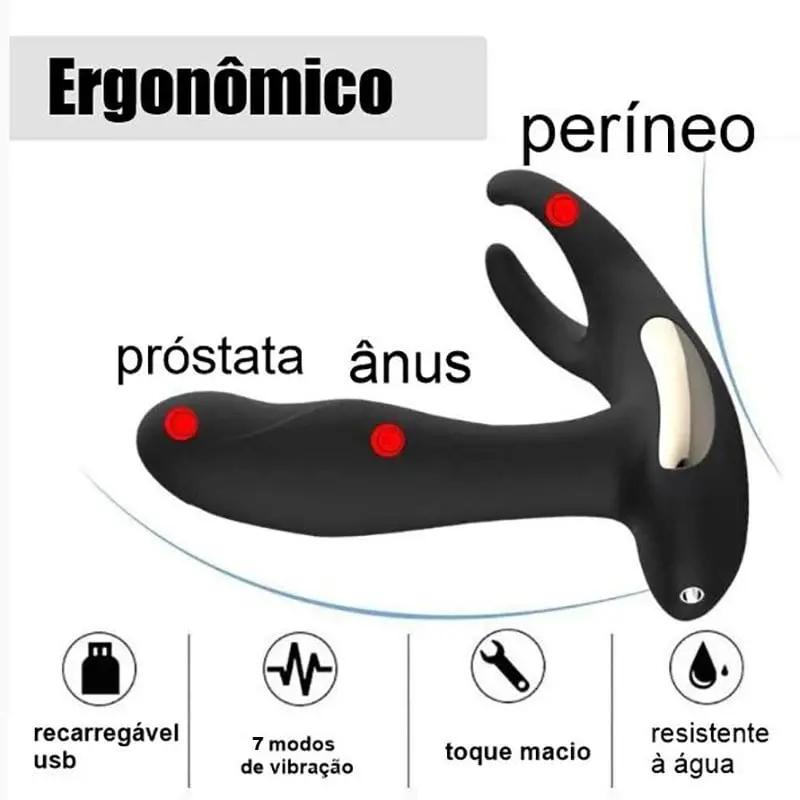 Katrina Vibrador Anal Prostático Recarregável 7 Frequências Vibratórias com dimensões