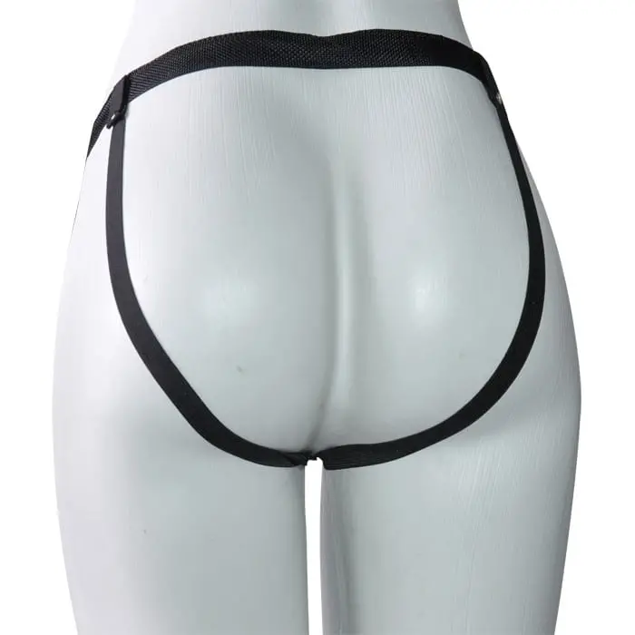 manequim de costas vestido em Cinta Peniana Com Pênis Em Silicone Penetráveis 12cm x 4cm. Com Regulagem